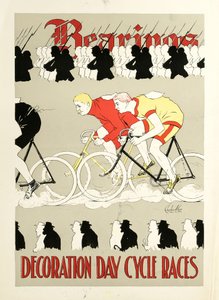 Rodamientos, carreras del ciclo del Día de la Decoración. Póster, c.1890s